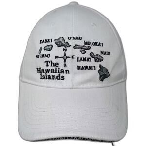 Surfware Hawaiian Islands Map White Black Baseball Cap One Size Adjustable Hat